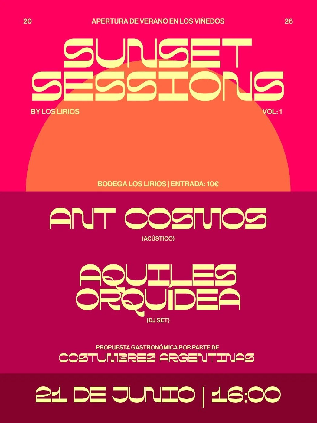 🌅✨ SUNSET SESSIONS by Los Lirios – Apertura de Verano en los Viñedos 🌿🍇 (21/06)