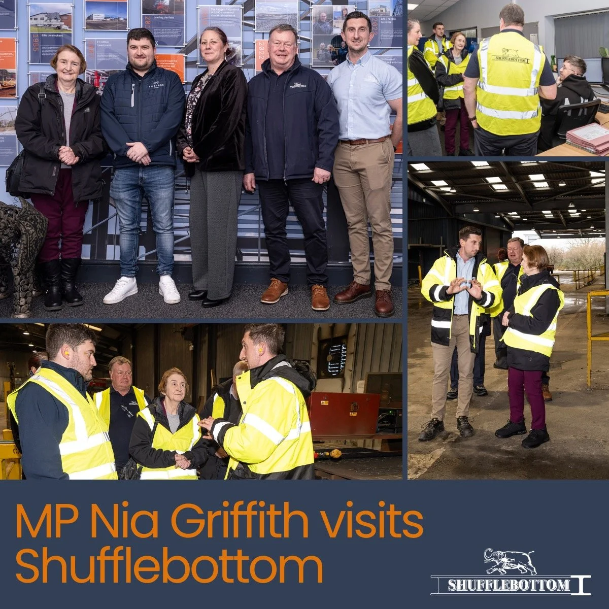 We were pleased to welcome Nia Griffith for Llanelli MP to our Cross Hands site.
It was a great opportunity to showcase how our steel-framed agricultural and industrial buildings are designed and manufactured in Wales before being supplied and erecte
