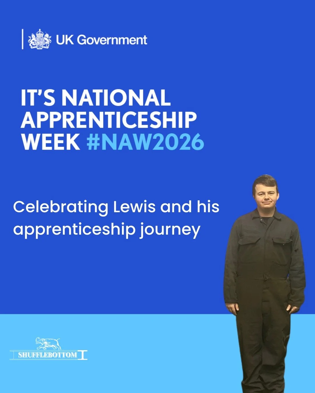 From apprentice to skilled fabricator.
As part of National Apprenticeship Week, we are proud to celebrate Lewis Dicks and his journey at Shufflebottom. Five years of learning, hands-on experience and qualifications have led to a permanent role within