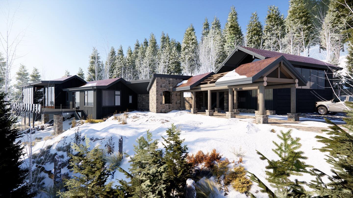 Permit-ready exterior rendering! Imagine your dream home on 10.5 acres of pristine forest, accompanied by the soothing melody of two year-round streams &mdash; that come with water rights. Complete privacy is a given, yet convenience is key. This gem