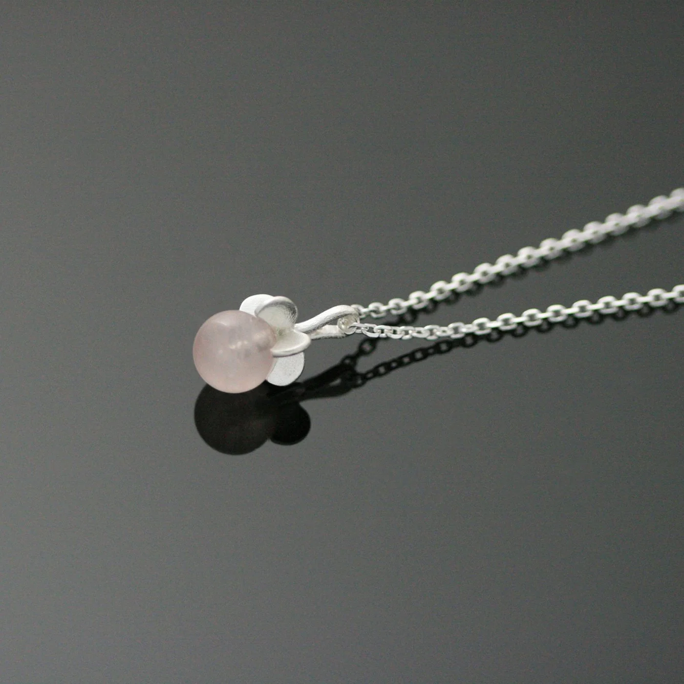 SWEETS silver pendant with rose quartz- Finnish jewelry handcrafted in Lahti