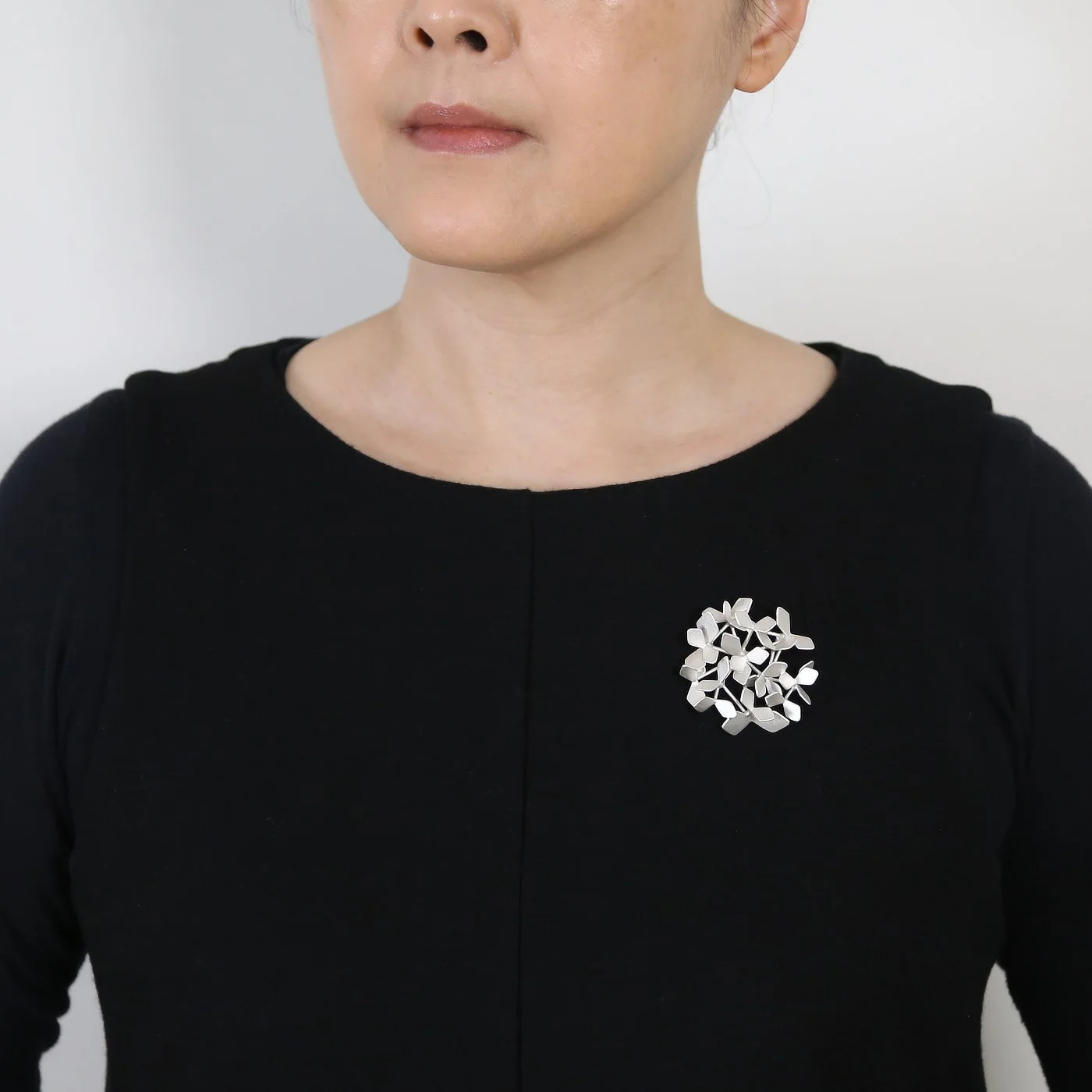 Sparkling Forest unique brooch no.5, recycled silver, rintakoru, Finnish jewelry, unique design, Finnish design, handmade in Finland, handcrafted in Lahti.