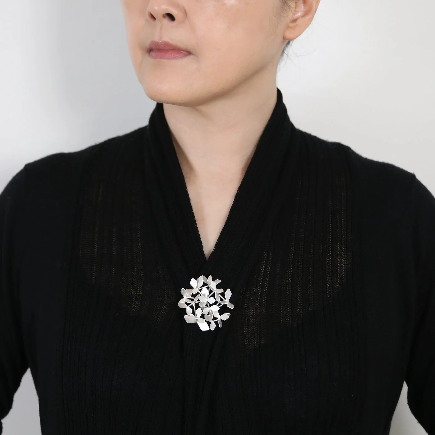 Sparkling Forest unique brooch no.5, recycled silver, rintakoru, Finnish jewelry, unique design, Finnish design, handmade in Finland, handcrafted in Lahti.