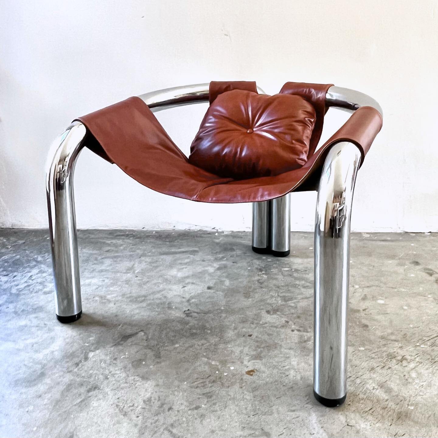 An epic undertaking making new leather and canvas slings for these rare chrome Byron Botker Palo Alto chairs from the 70s. They came to me without original slings so I had to recreate them from hand-written measurements and photos! Draping and patter