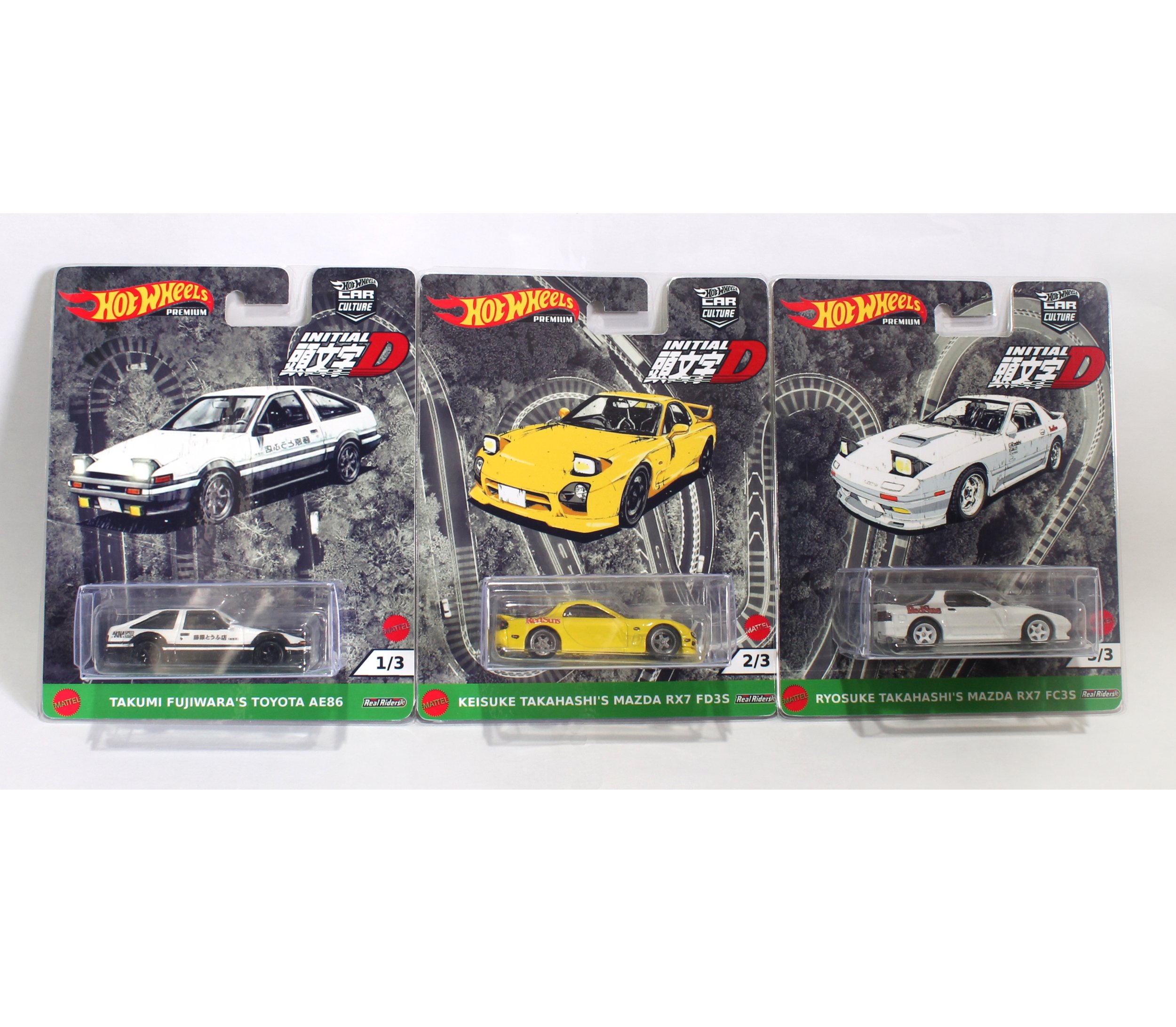 Initial D - Akina Speed Stars Set - Toyota AE86, Mazda RX7 FD3S and FC3S - Hot Wheels Custom Cars