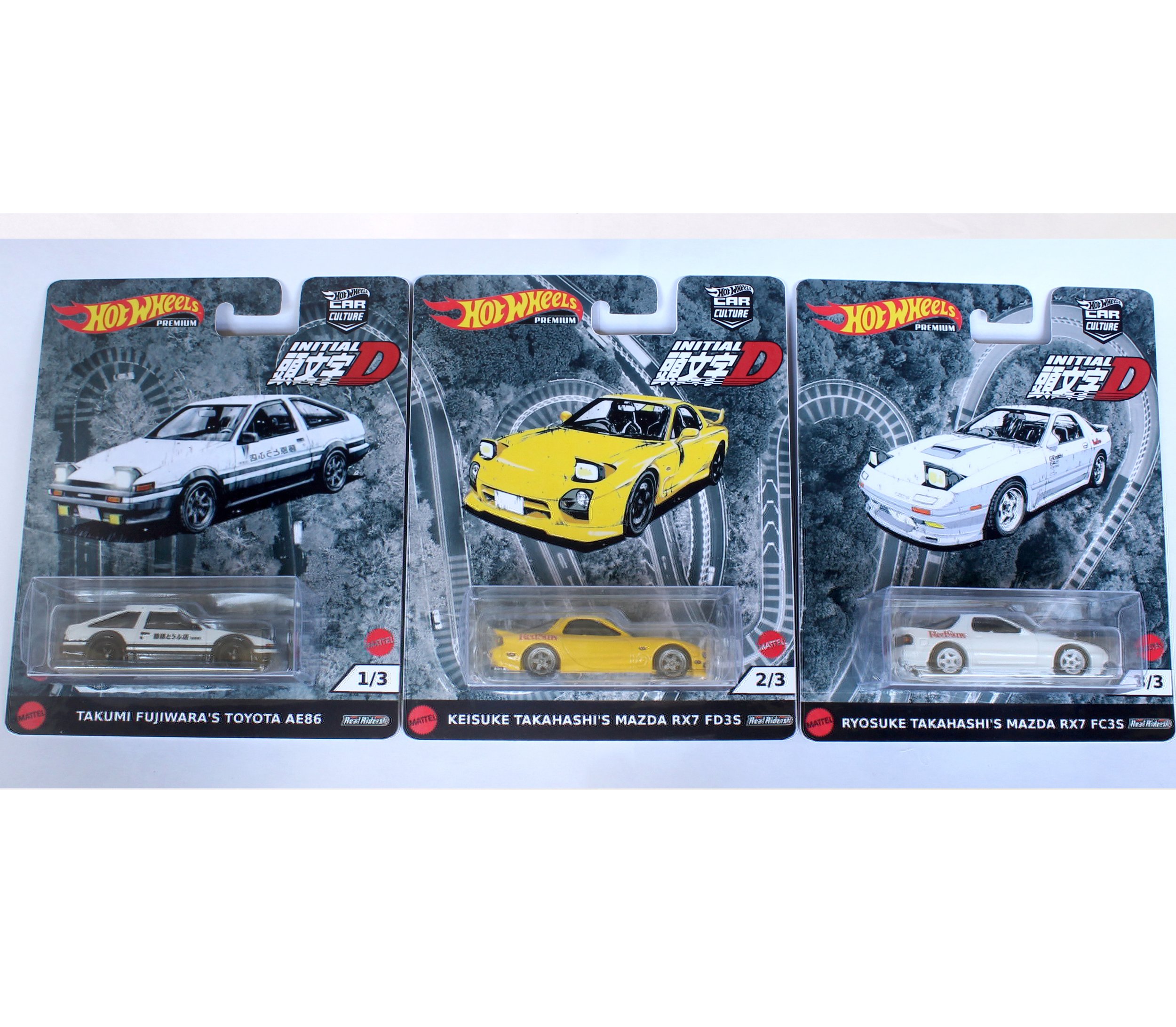 Initial D - Akina Speed Stars Set - Toyota AE86, Mazda RX7 FD3S and FC3S - Hot Wheels Custom Cars