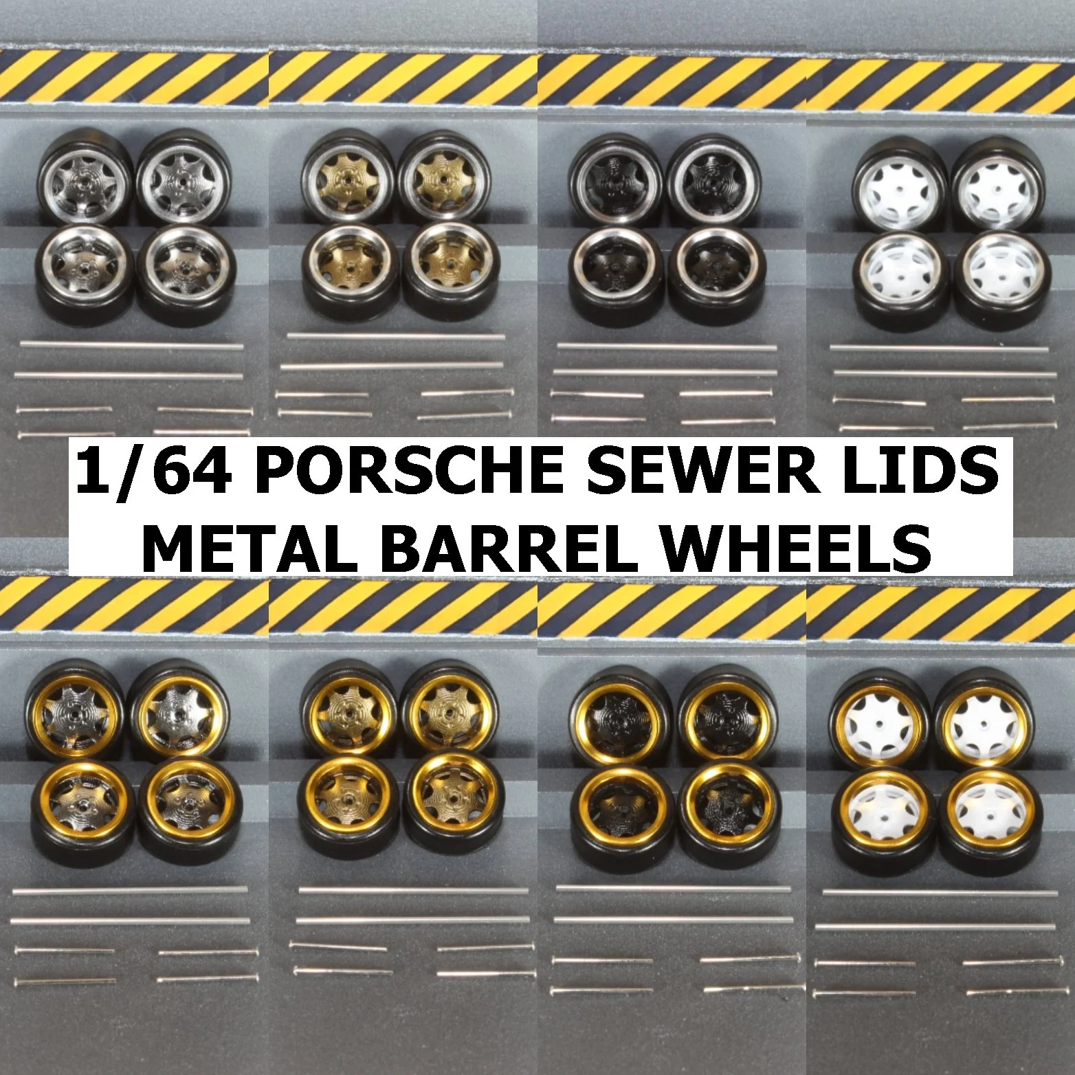 1:64 Porsche Sewer Lids Metal Barrel Wheels