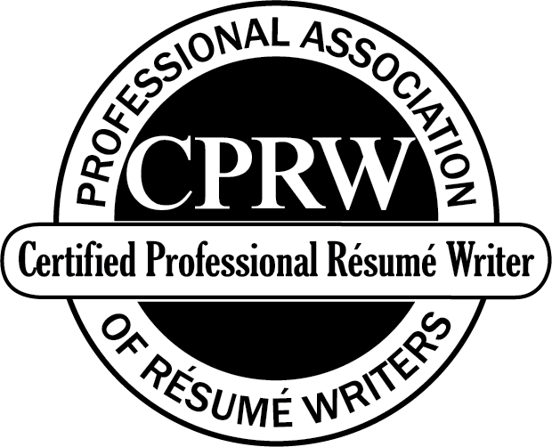 Seal for the Professional Association of Résumé Writers with the text 'CPRW' and 'Certified Professional Résumé Writer' in the center.