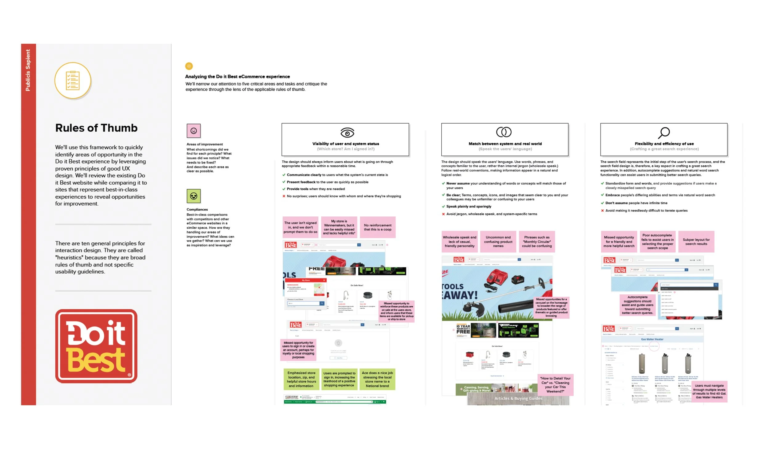HEURISTIC EVALUATION | Evaluated the site through heuristic principles to identify pain points and opportunities for improvement.