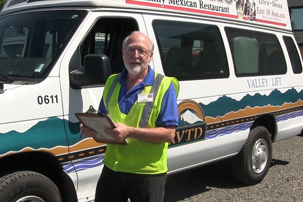Pre-trip safety inspection in Medford, Oregon.