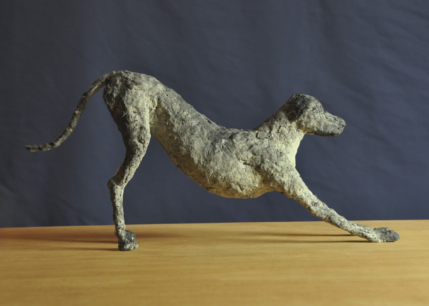 Jen Wright 'Downward Dog' paper mache 15x7x2.5 2010.jpeg