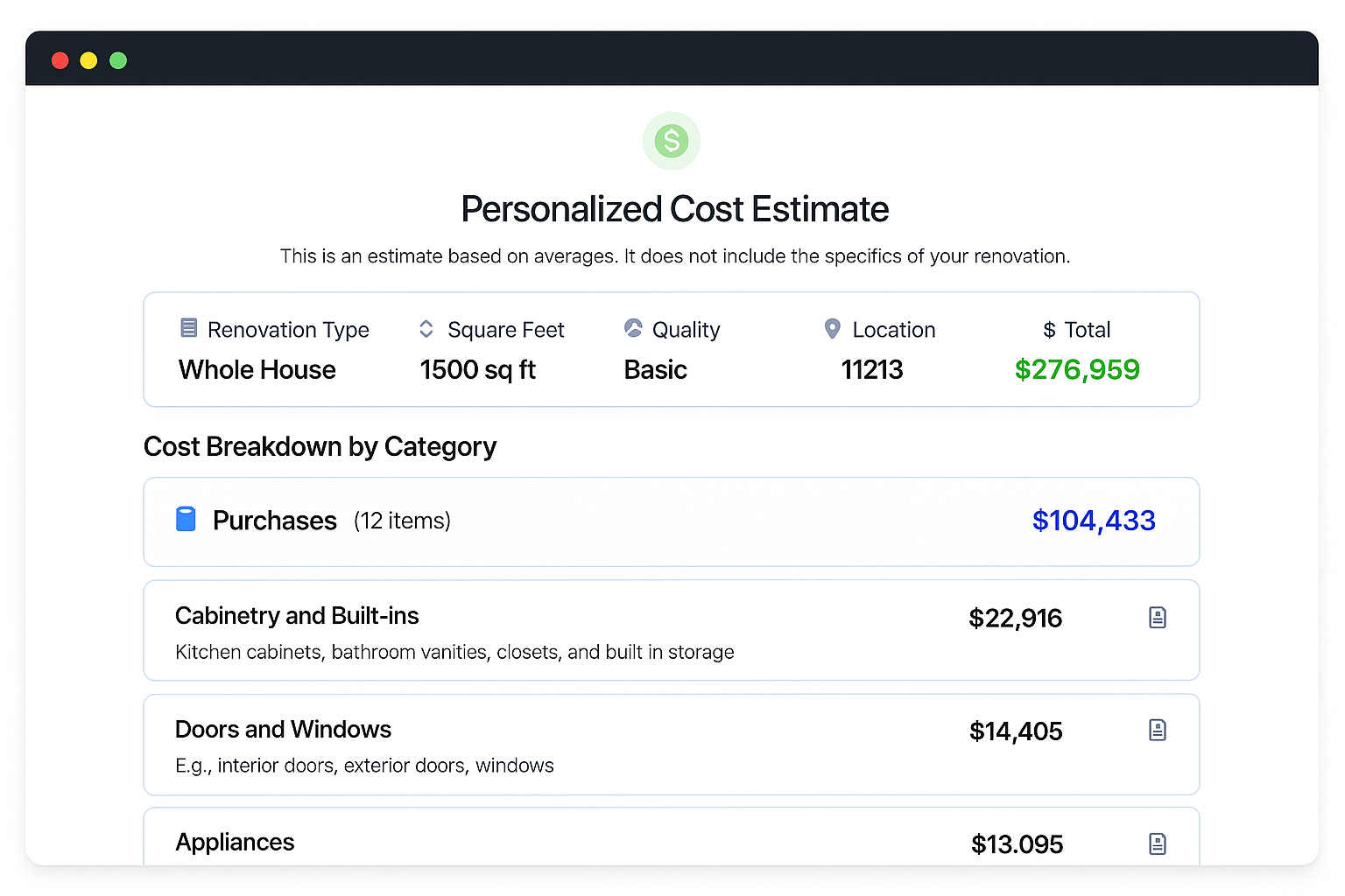 Illustration of Apartments Renovation Cost Calculator Online