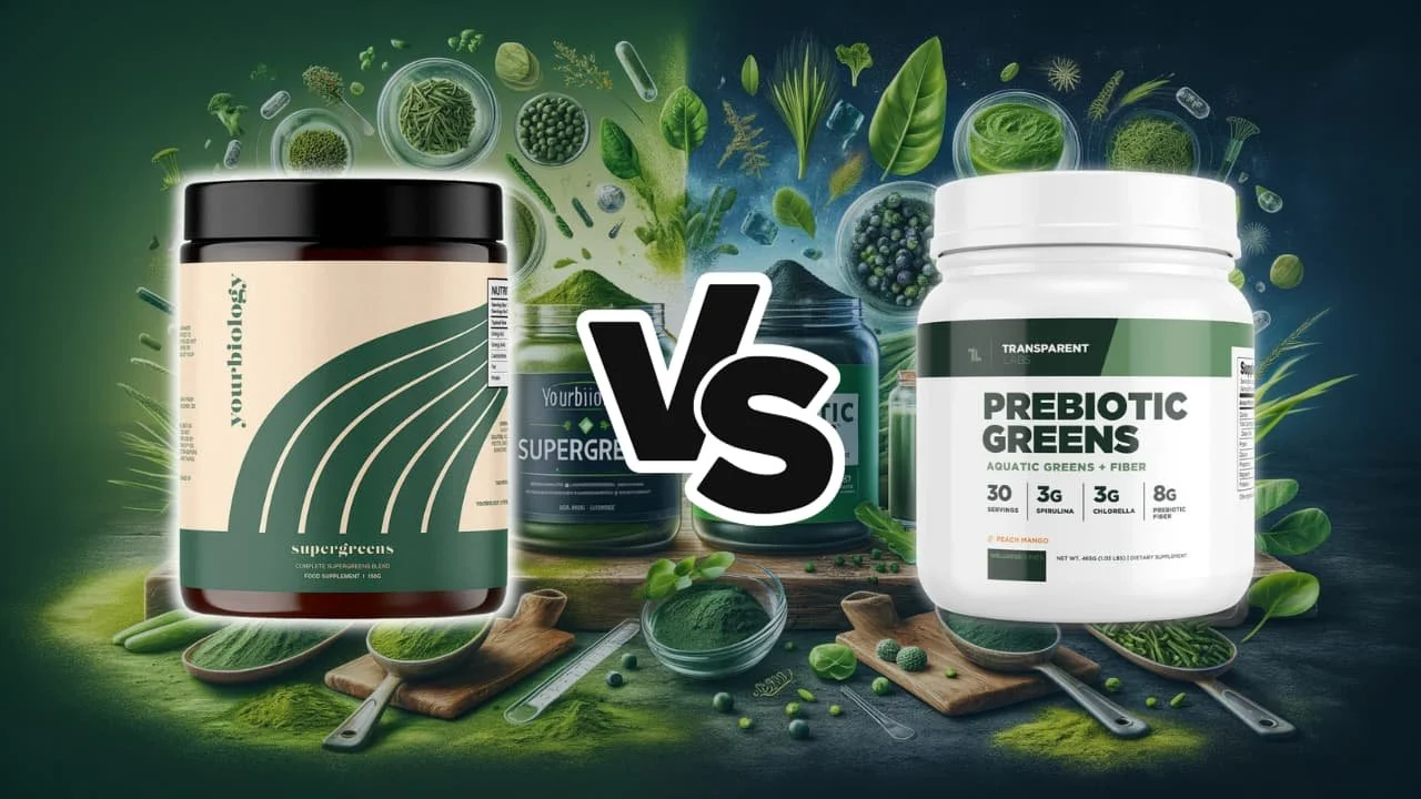 YourBiology Supergreens vs Transparent Labs Prebiotic Greens