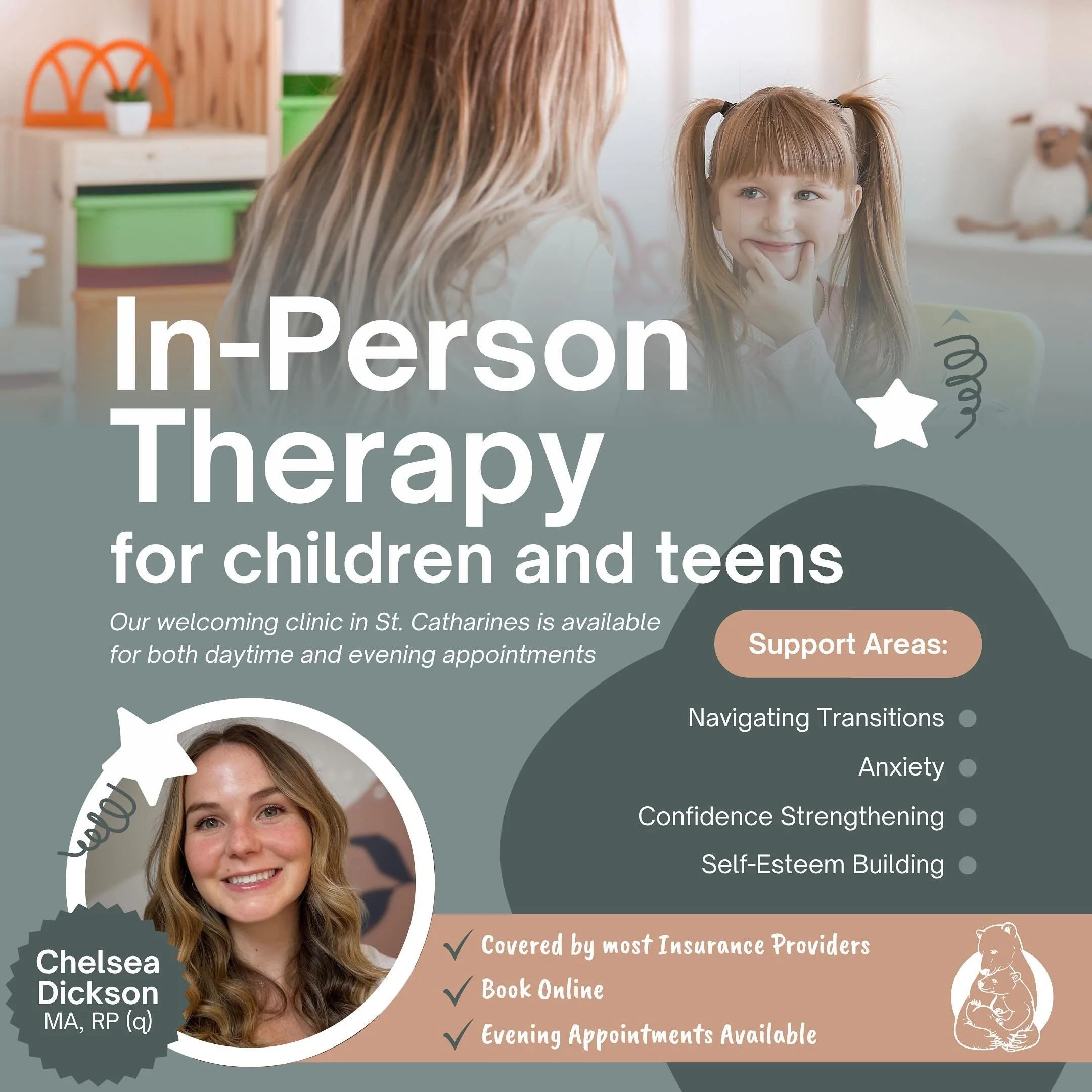 We&rsquo;re happy to share that Chelsea is currently welcoming new clients for both in-person and virtual therapy sessions.

Chelsea is a warm and empathetic therapist with specialized experience supporting children and teens. Her background includes