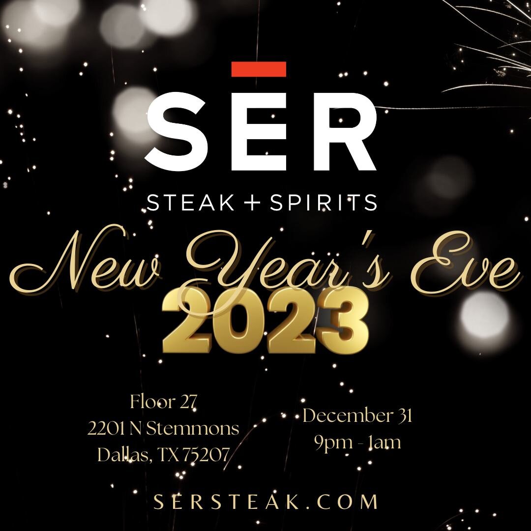 ✨ 🍾 Get ready for the best New Year's Eve party in DFW!✨ The best views of the Dallas fireworks 🎆, premium drinks 🍸, gourmet food, live DJ, photo ops, and stellar service. What more could you want?? 🤩 Come party with us at SĒR this New Year's Eve