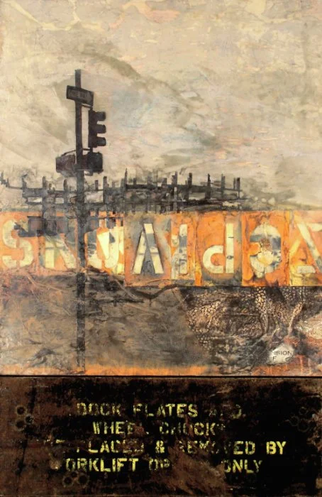 DOCK PLATES Collaboration with Joseph Phillips & Shea Little (SODALITAS) 24" x 45" Mixed Media 2003