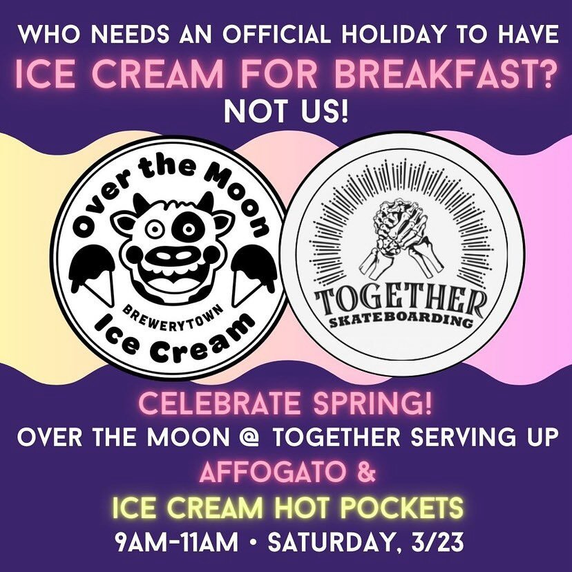 We&rsquo;re back at it this Saturday with our friends at @togetherphilly&hellip;it&rsquo;s ICE CREAM FOR BREAKFAST 2: Spring edition. Make your way to Together Coffee between 9am-11am, where Pete will be slinging hot pockets with your choice of yummy