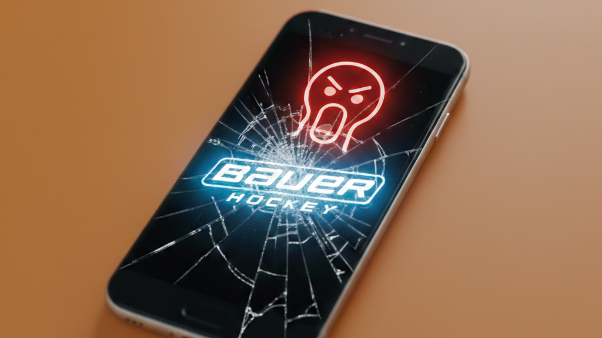 photo showing a shattered logo and screaming emoji