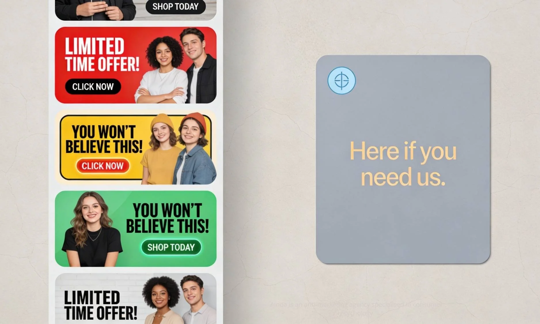 Visual example of anti-marketing in digital ad space