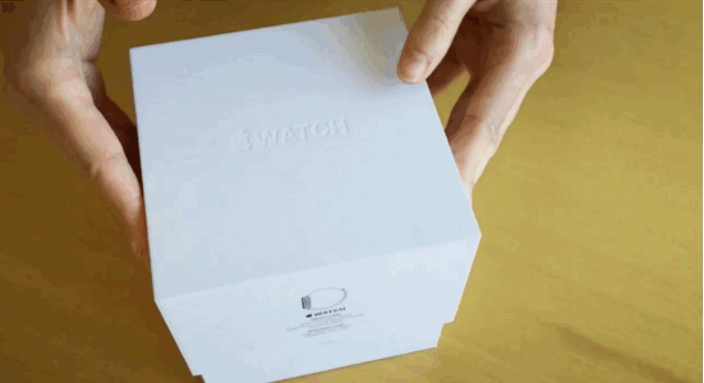 The psychology behind Apple's box design is interesting. Gif showing the slow opening Apple Watch box.