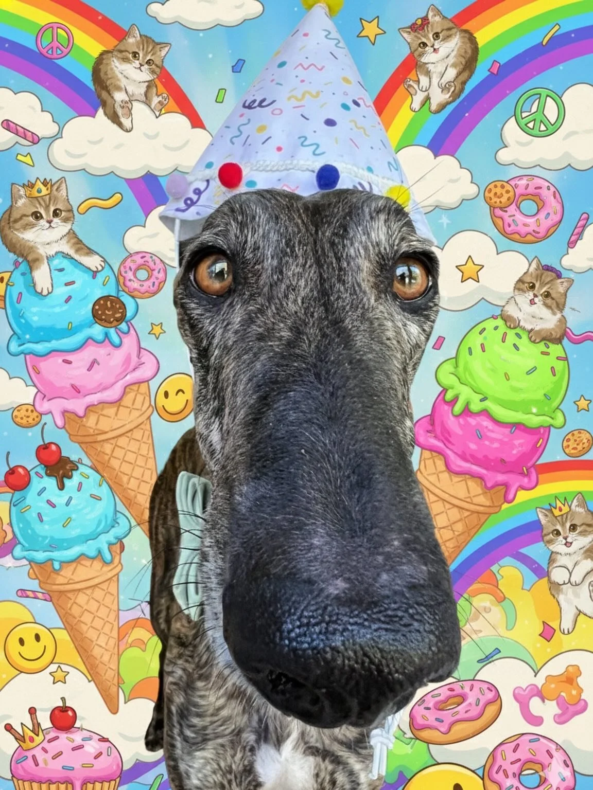 Nacho would like to interrupt today&rsquo;s doomscrolling to bring you some much-needed happy snoot sunshine. 

You&rsquo;re welcome. 🌈