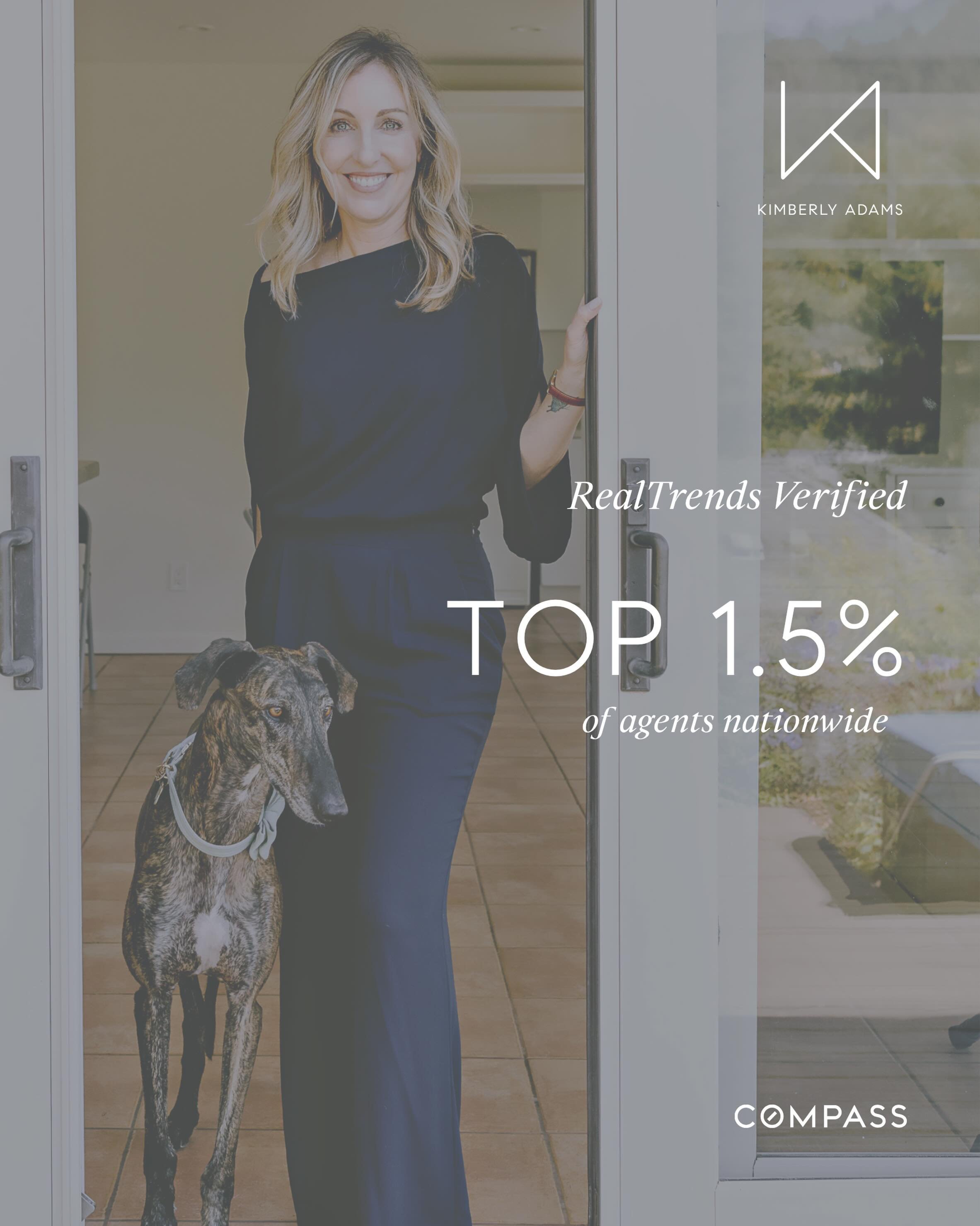 RealTrends Verified just ranked me in the top 1.5% of real estate professionals nationwide. Again. 

Marin and San Francisco real estate is not for the faint of heart, and neither is trusting someone with the biggest purchase of your life. 

To every