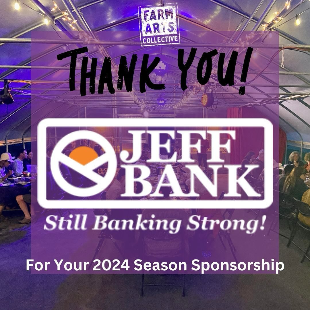 Thank You Jeff Bank @jeff.bank.1913 for your 2024 Season Sponsorship!🤩Your continued support helps us bring programming surrounding Farming, Art, Food &amp; Ecology in our communities and beyond. 

🏦&rdquo;For over 100 years we&rsquo;ve been your c