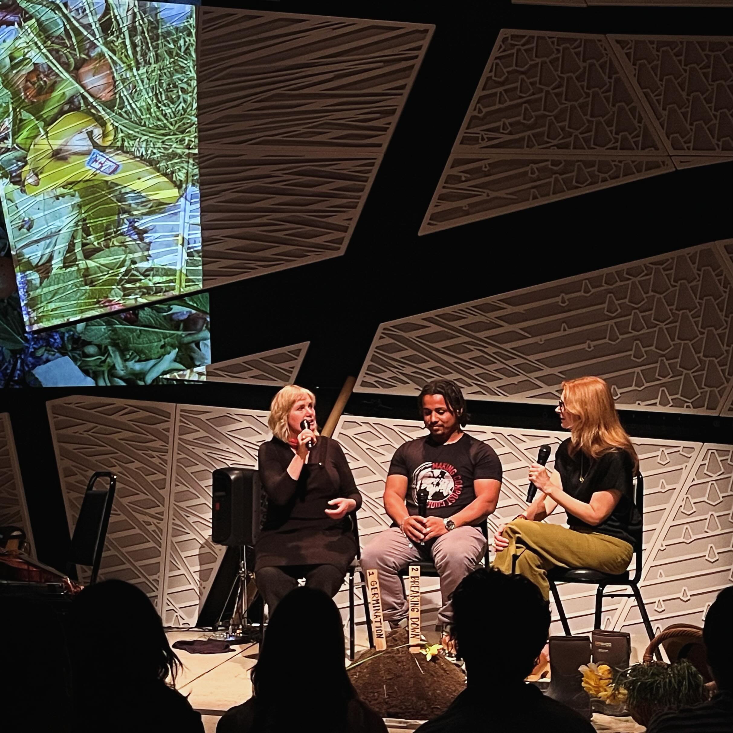 Panel discussion with Tannis, Domingo @compostpower and Melissa @clarkbar at a NS+ Compost! presentation @nationalsawdust 📷 by @elenalumahai
