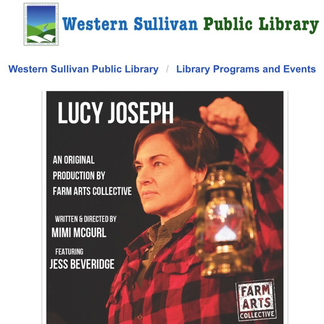 First Fridays @westernsullivanpubliclibrary Delaware Free branch in Callicoon 10/3 at 6p

🎭We will be presenting excerpts &amp; music from the sold out performance of Lucy Joseph that premiered this June

Don&rsquo;t miss it!
