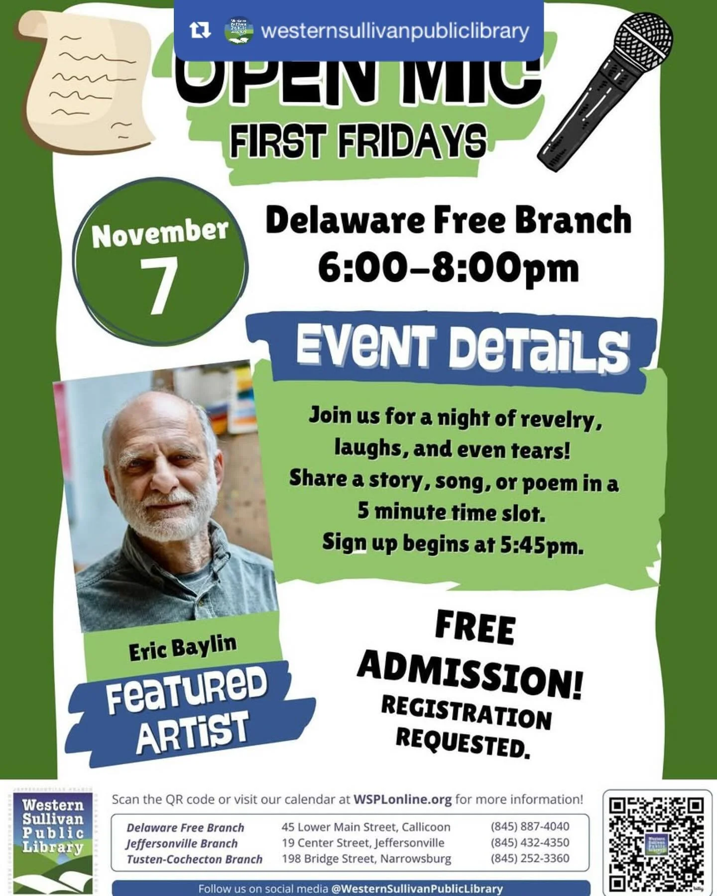 👀Check out ensemble members Jess Bev &amp; Rebekah Creshkoff at First Fridays! They are a part of the programming with featured artist Eric Baylin!

Repost from @westernsullivanpubliclibrary
&bull;
We&rsquo;ve got lots of great programs coming up th