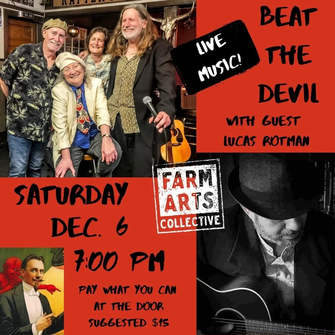 🎶Dance those cold weather blues away with LIVE MUSIC by Beat the Devil &amp; Lucas Rotman on Saturday 12/6 at 7!

🚪Pay What You Can at the door (suggested $15) 
🥣Refreshments will be available by donation