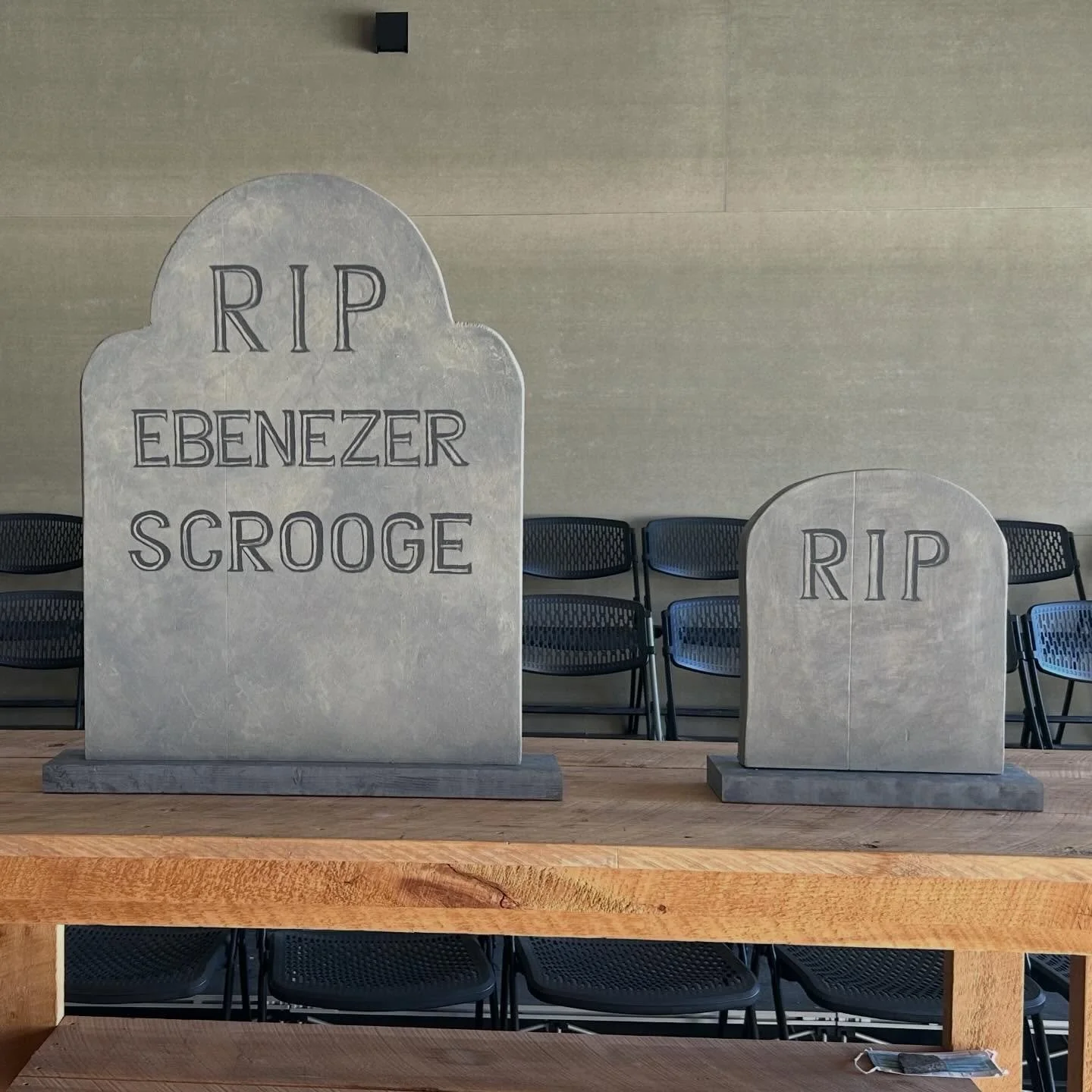 Kit Sailer @kitsailerstudio is a magical props artist! She just completed some very nice looking gravestones for old Scrooge and Tiny Tim for our play featured at Dickens on the Delaware tomorrow.

Showtime is 2 PM Sat Dec 13th. &quot;A Roving Christ