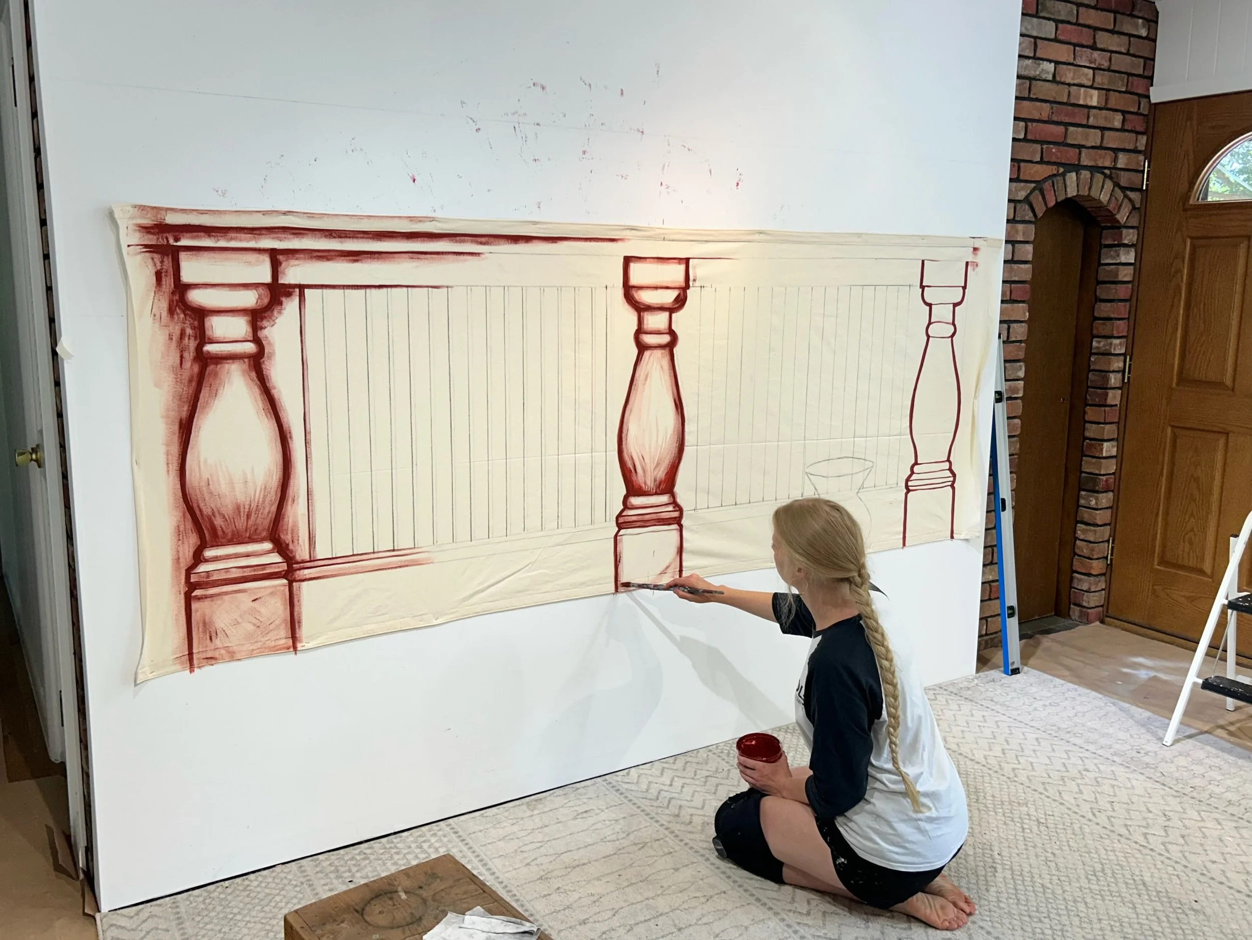 Kit &amp; Kate painting our back drops for this years Dream on the Farm🍎Johnny Appleseed: An Historical Fantasia

@kitsailerstudio @kate.m.berg 

🎟️Tickets on sale NOW!
🔗More info on our website!