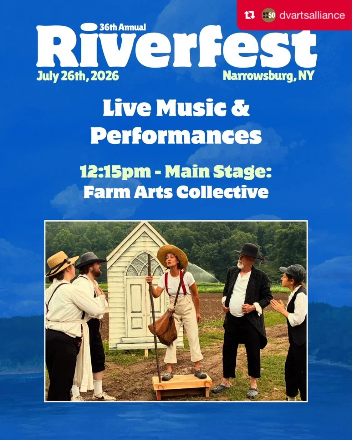 🎣It&rsquo;s Riverfest Weekend in Narrowsburg, NY! This Sunday! 

Repost from @dvartsalliance
&bull;
Every year we pack the Main Stage with a wealth of local talent. This year&rsquo;s schedule includes:

11am: Donna &amp; Rick Nestler - Beloved local
