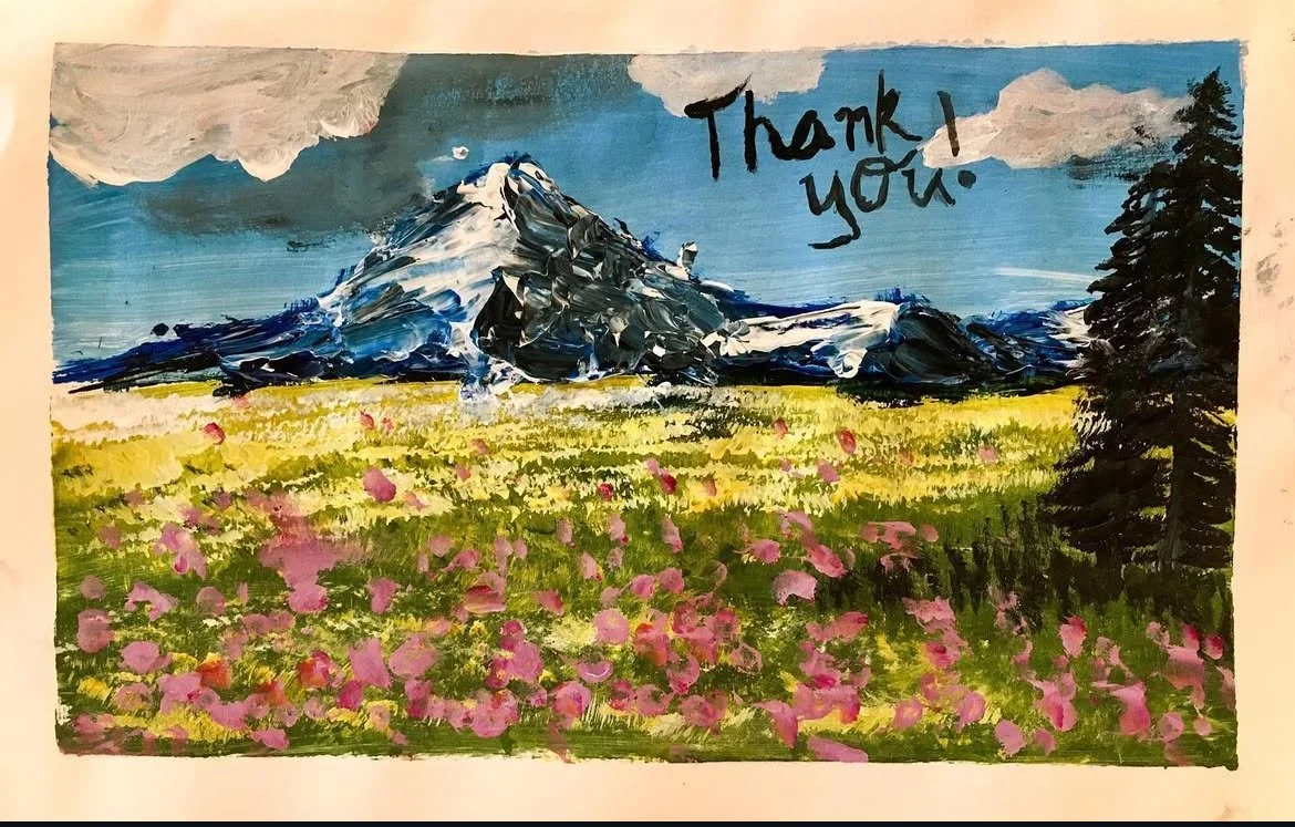 Art student: Joshua Lee, age 11. Surprise thank you card