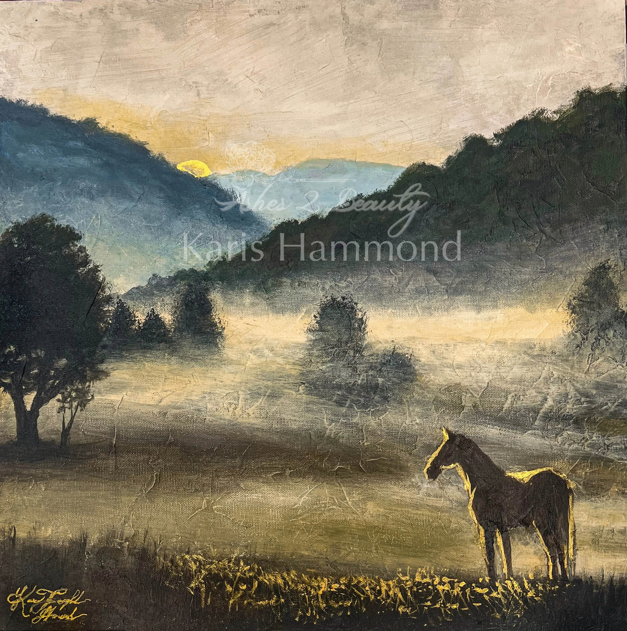 Live painting during Blazing Hope Ranch's 2025 Hootenanny benefit event. Ashes 2 Beauty raised $1,711 for the ranch that evening. 