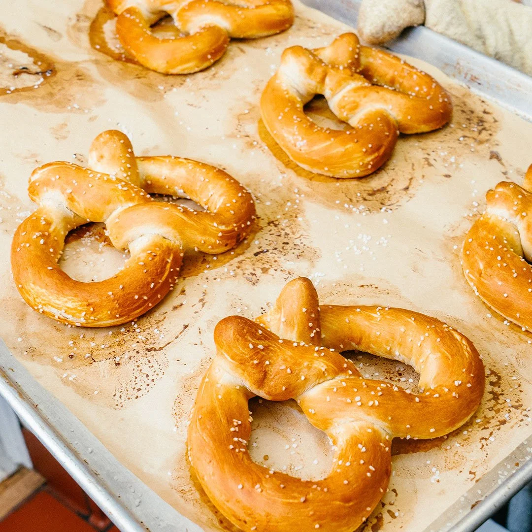 Fresh baked pretzels at Heisler's Creamery