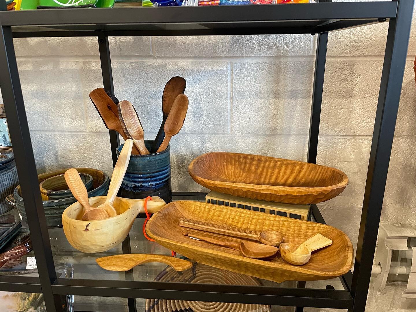 I&rsquo;m very happy to have a selection of my bowls and spoons for sale at @edmonds.crow in downtown Edmonds. A big thanks to store owner Jen for this opportunity. And thanks to @michelerene.e for helping me set up the display. I will also be in sto
