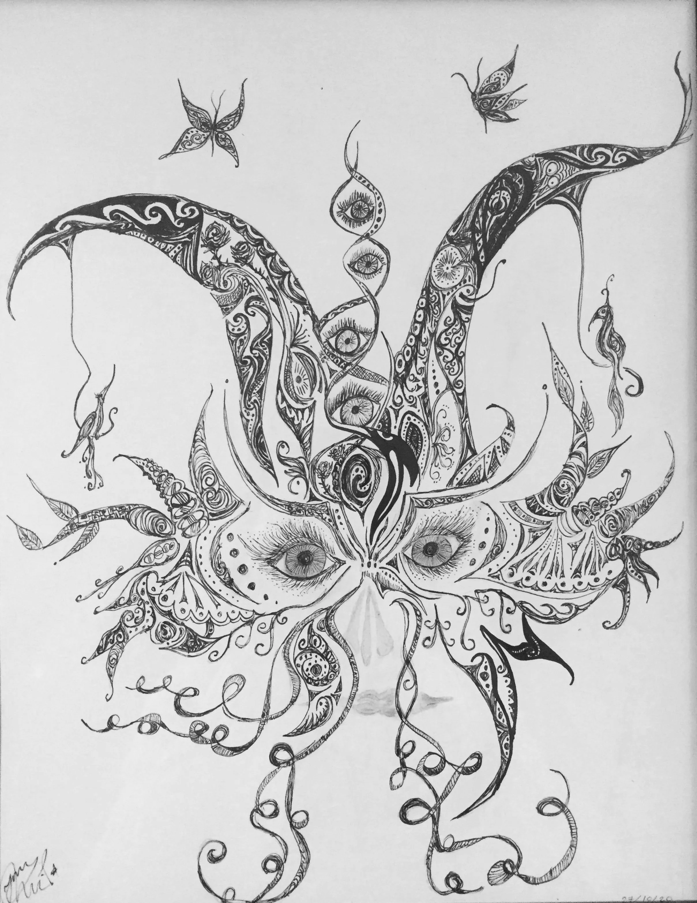 'Wear Me'. Ink on paper. 2020. 11 x 14 inches. SOLD $65.