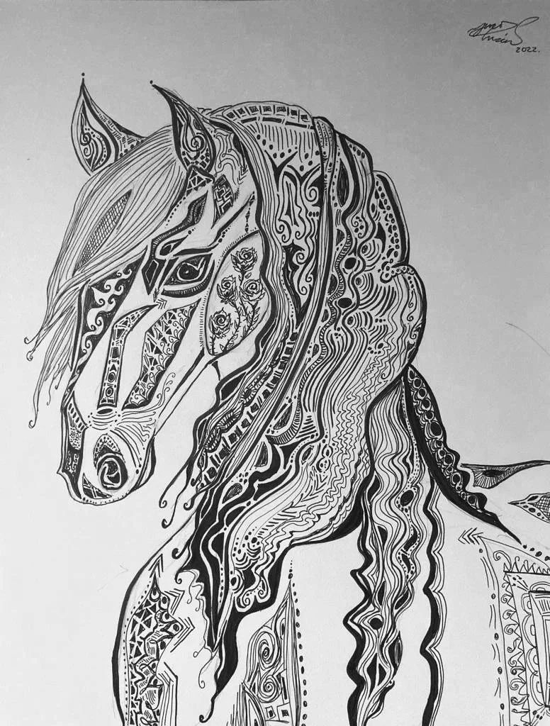 'Friesan' for Gillian Butler. Ink on paper. 2022. 11 x 14 inches. 