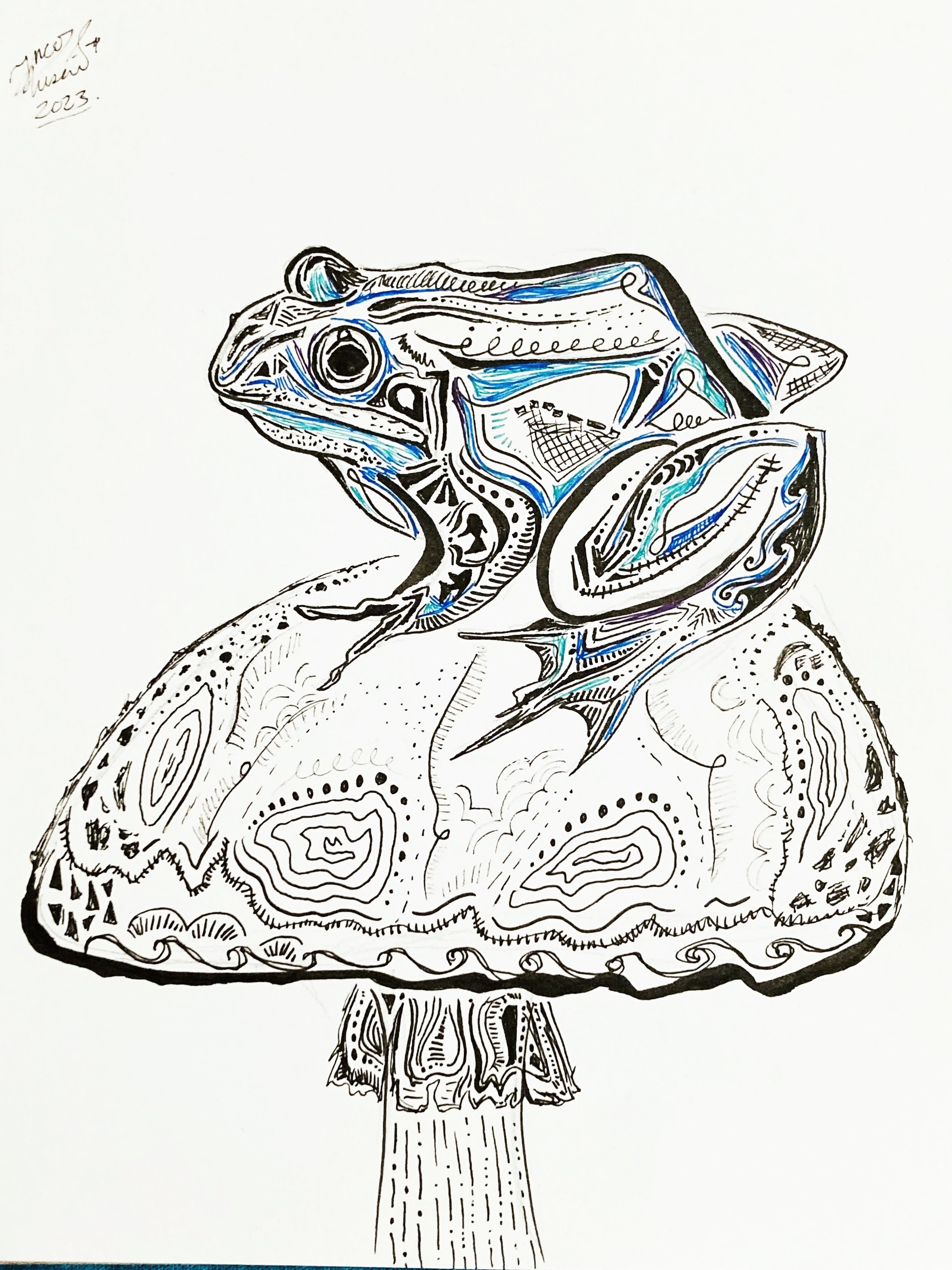 'Toad' for Zoe Atkinson. Ink on paper. 2023. 6 x 8 inches. 