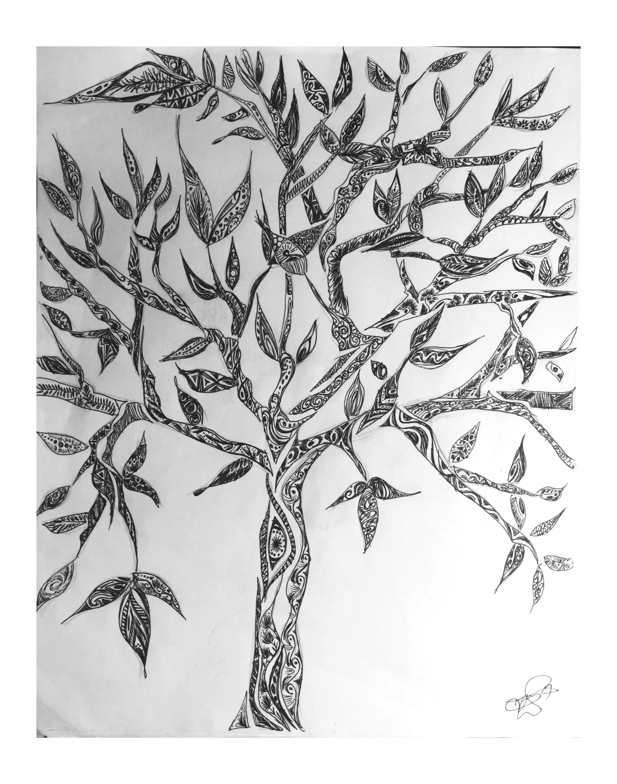 'Lush' for Nasreen. Ink on paper. 2019. 11 x 14 inches. Drawn the last time I was in Lahore. Accompanies article: When home is a 2005 Chevy Express (October 2022). 