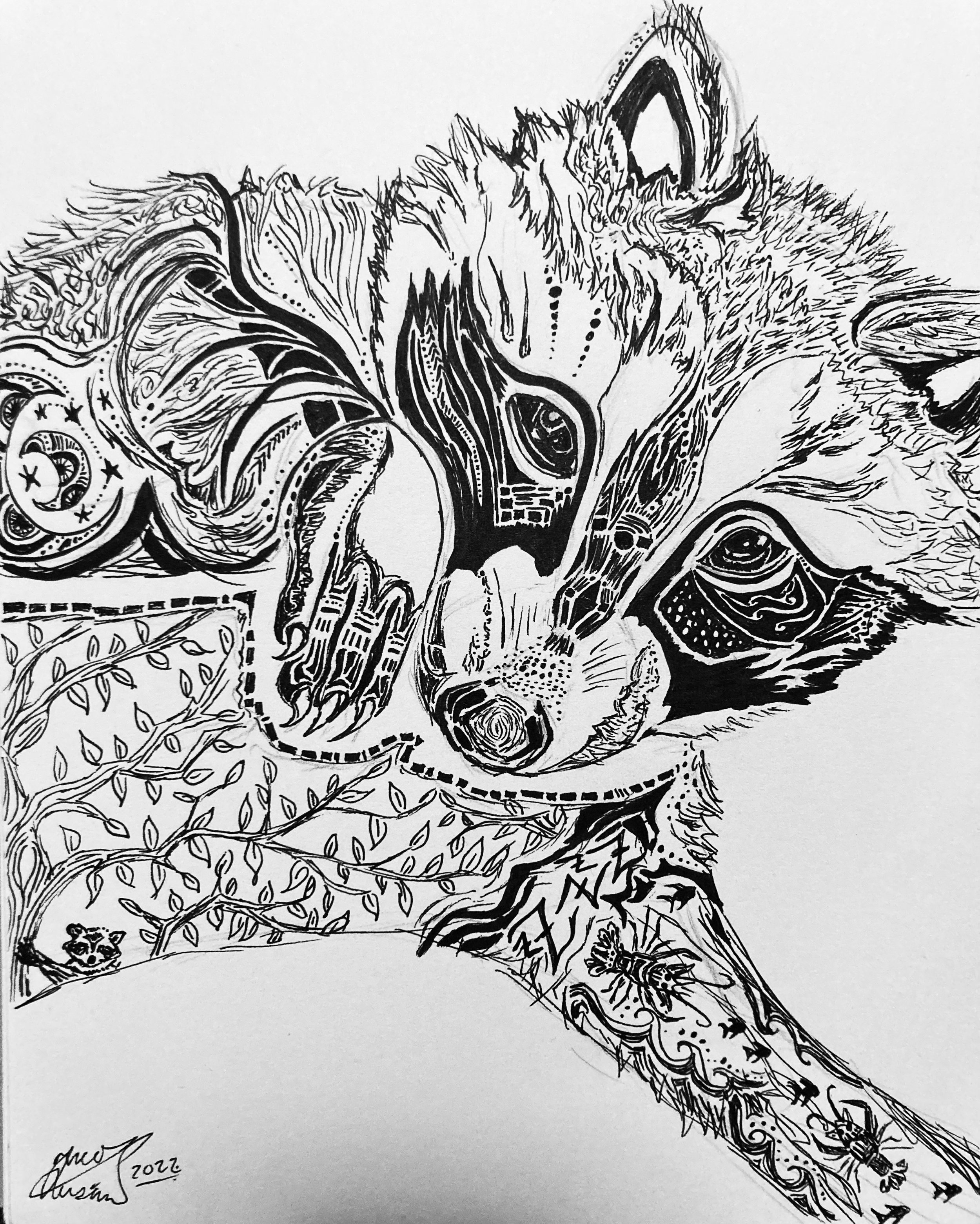 'Dr. Zimm' for Meriet Gray Miller. Ink on paper. 2022. 6 x 8 inches. 