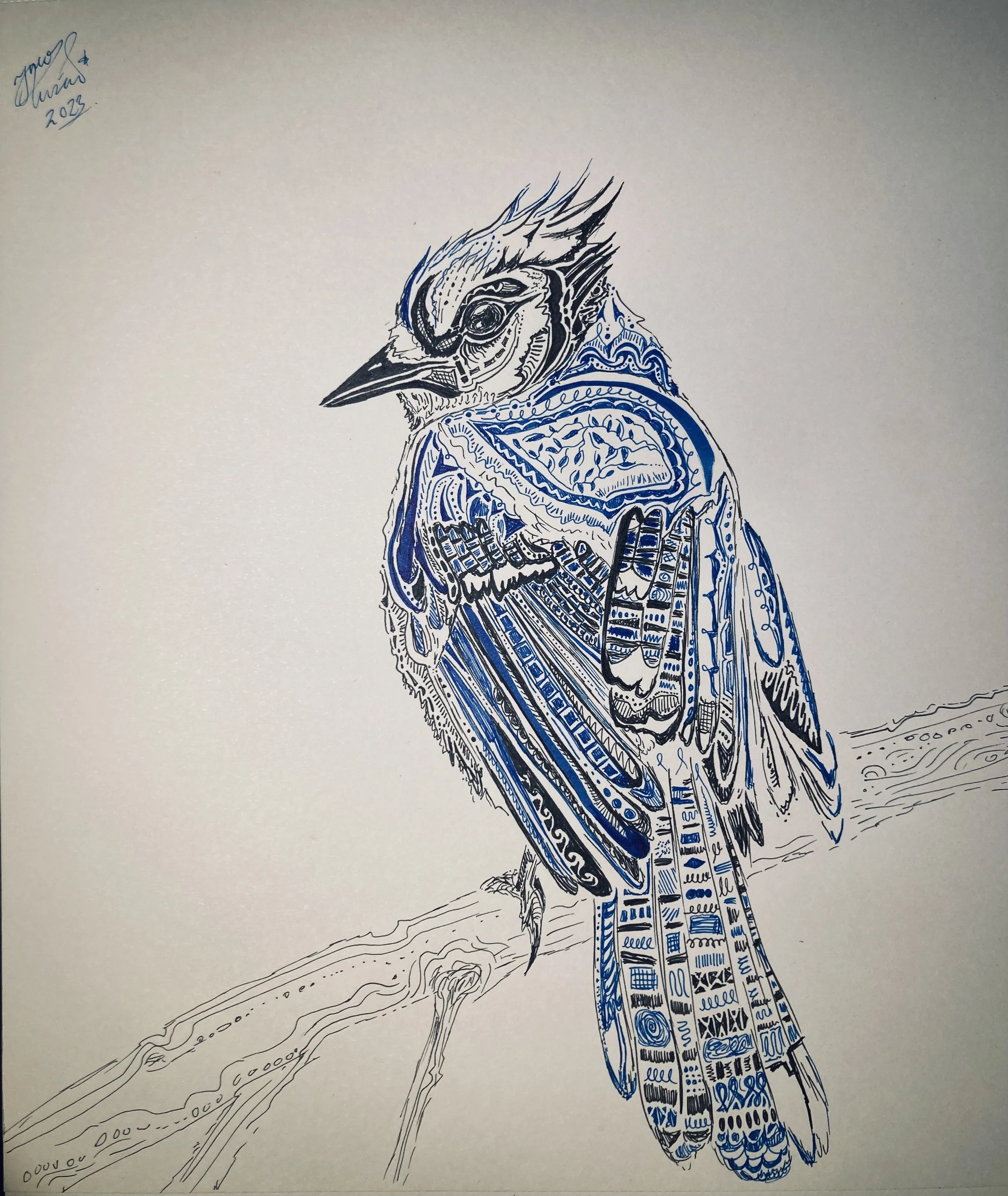 'Bluer than you'. Ink on paper. 2023. 10 x 9 inches. SOLD $65. 