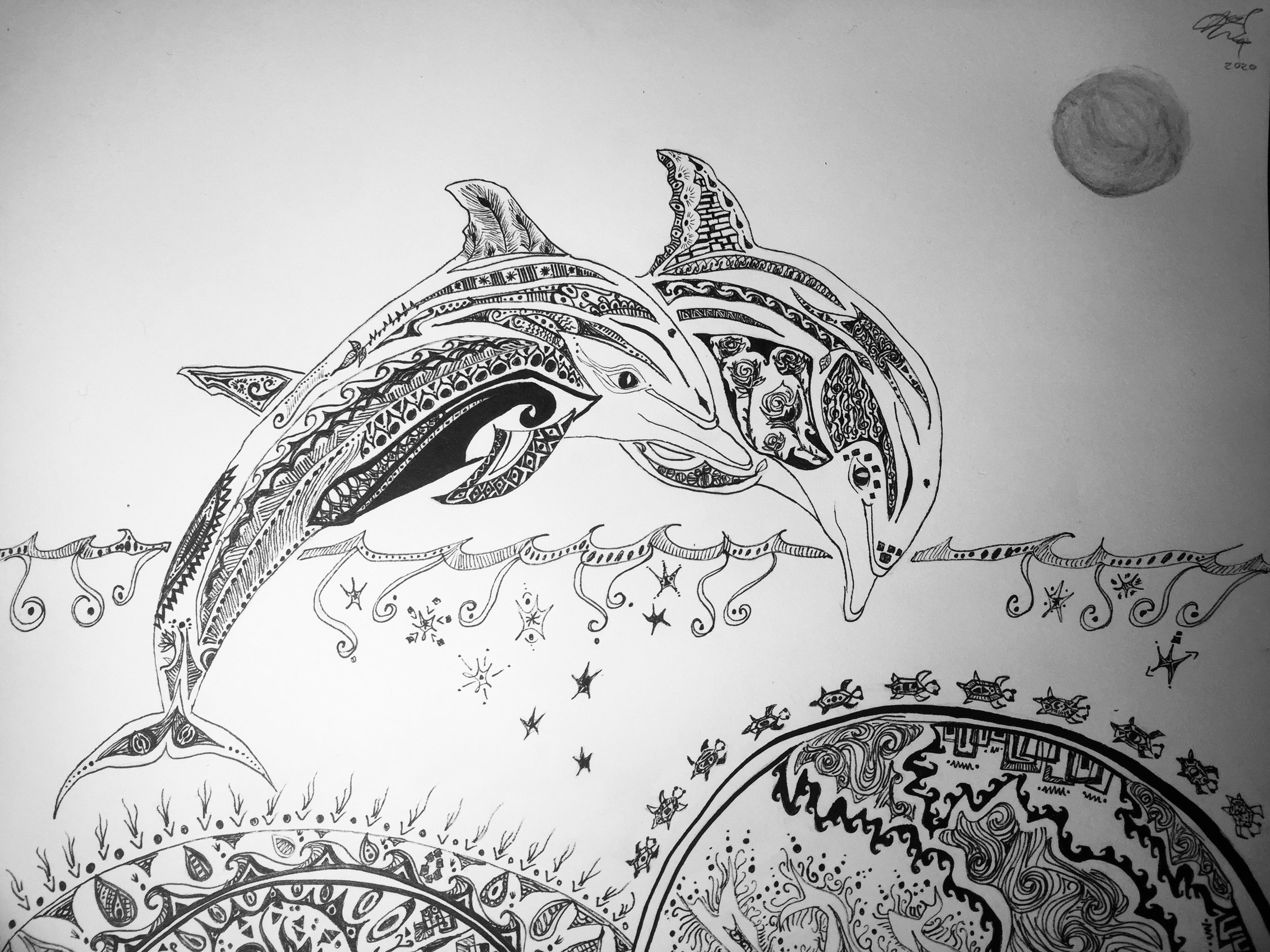 'Never Lost' for Seth Porter. Ink on paper. 2020. 11 x 14 inches. 