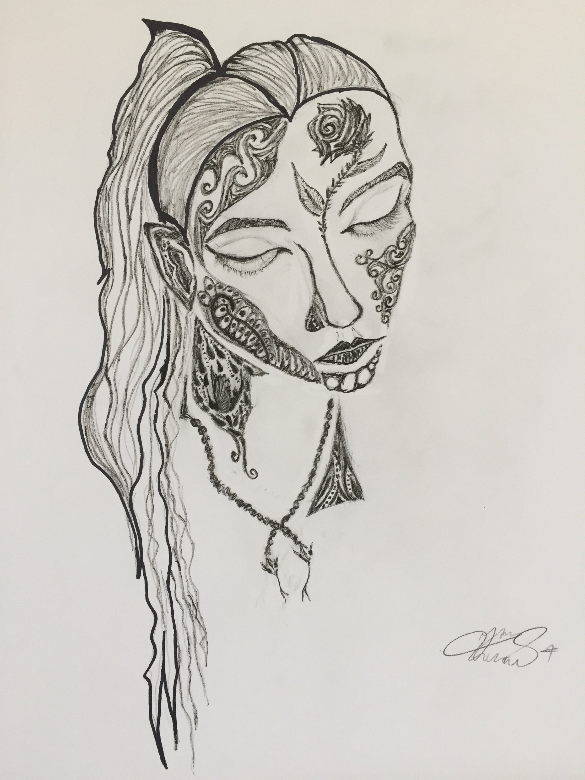 Ink on paper. 2021. 11 x 14 inches. My only human portrait. Accompanies the article 'How The UNB Menstrual Health Society is Destigmatizing Menstruation, Period.' (March 2022) 