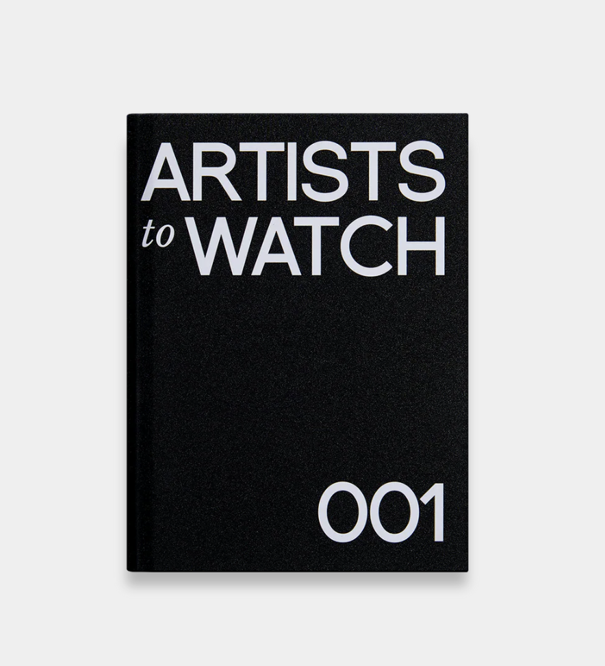 Black booklet titled "Artists to Watch 001" in white text on the cover.
