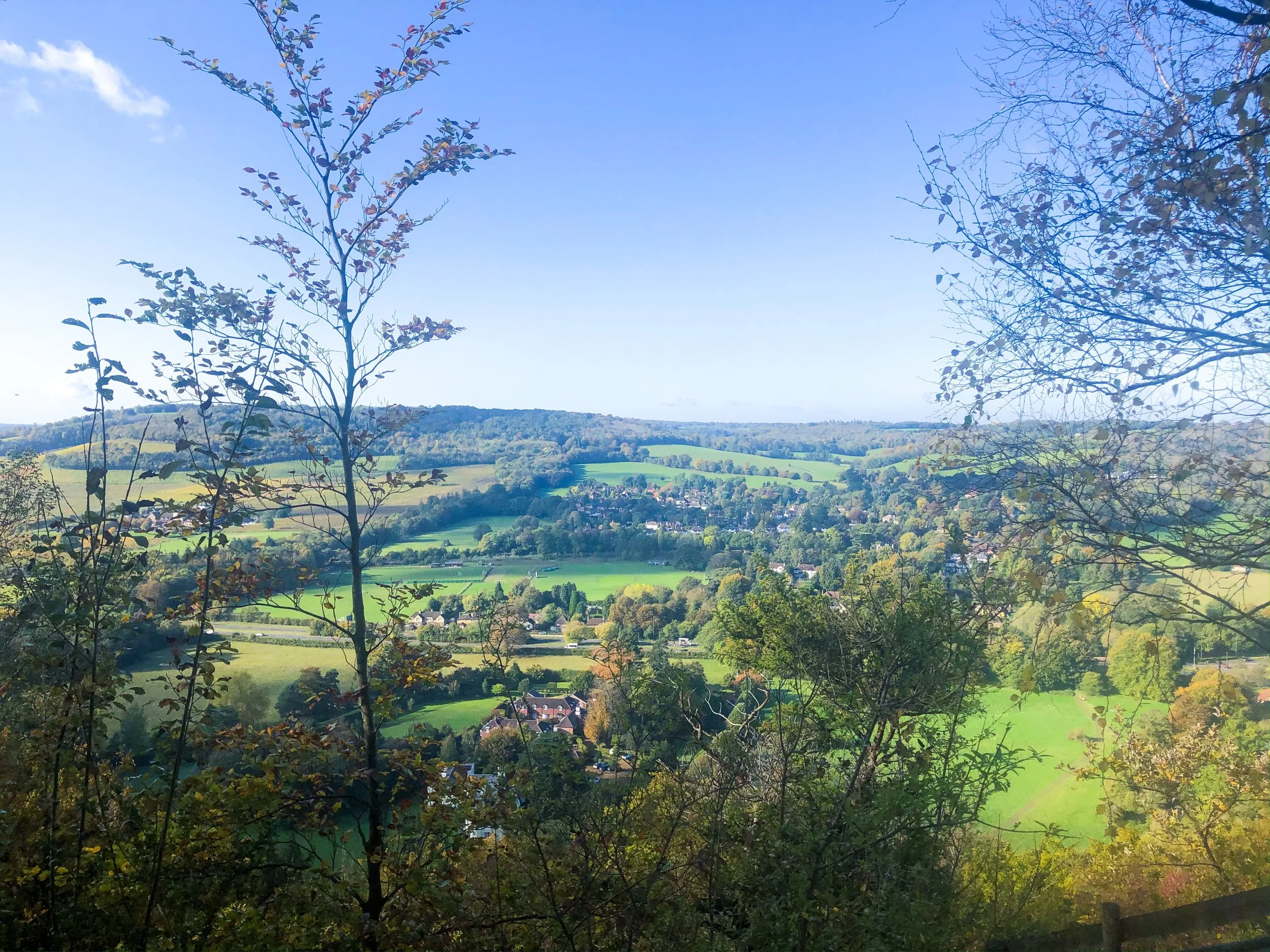 Box Hill lies in Surrey Hills, just a short train ride away from London. It's the perfect place for a scenic countryside day trip and offers incredible viewpoints looking onto honey-coloured houses and rolling valleys. 