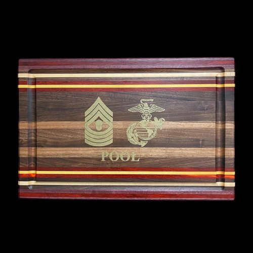Marine Cutting Board, Mixed Woods, Brass Epoxy