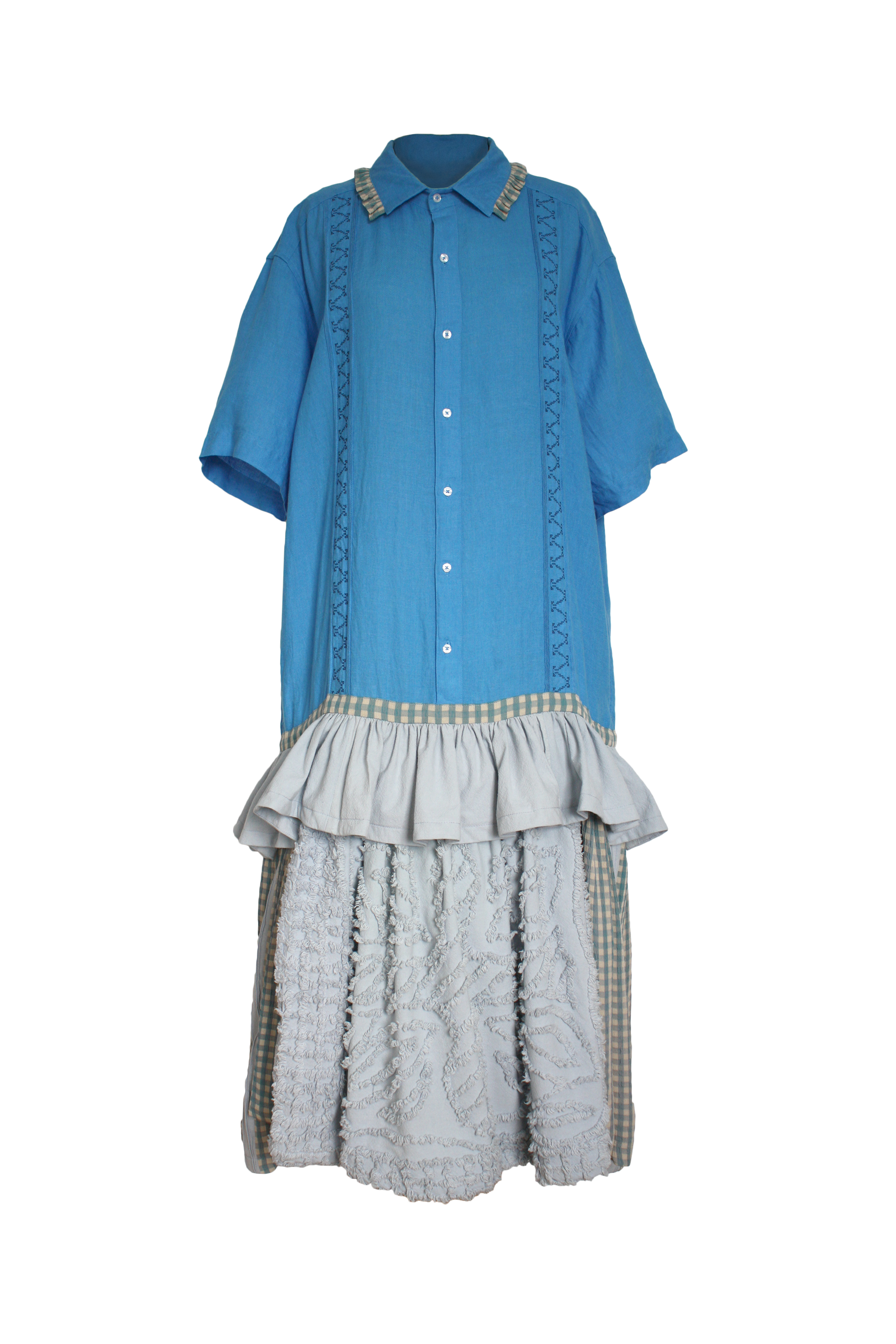 Blue Linen and Cotton 'Frida' Dress